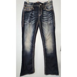 Rock Revival Victoria Easy Boot Women 29 Dark Blue Excellent Stitching Bling